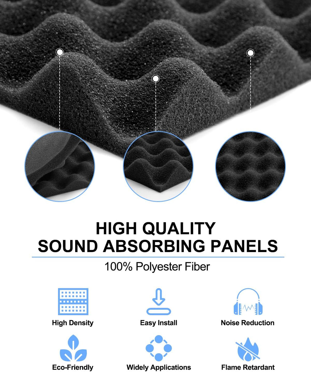 Schalldämmung Akustikschaumstoff mit Aufkleber, 12 Stück Hochdichte Schallabsorber Flammhemmendem Ma