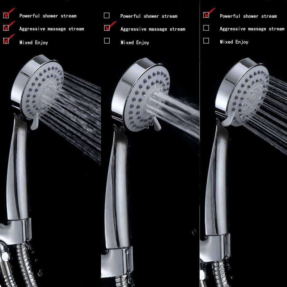 JQKX Duschkopf mit Schlauch 1,5M Hochdruck 3 Strahlarten Handheld mit Brauseschlauch und Teflonband