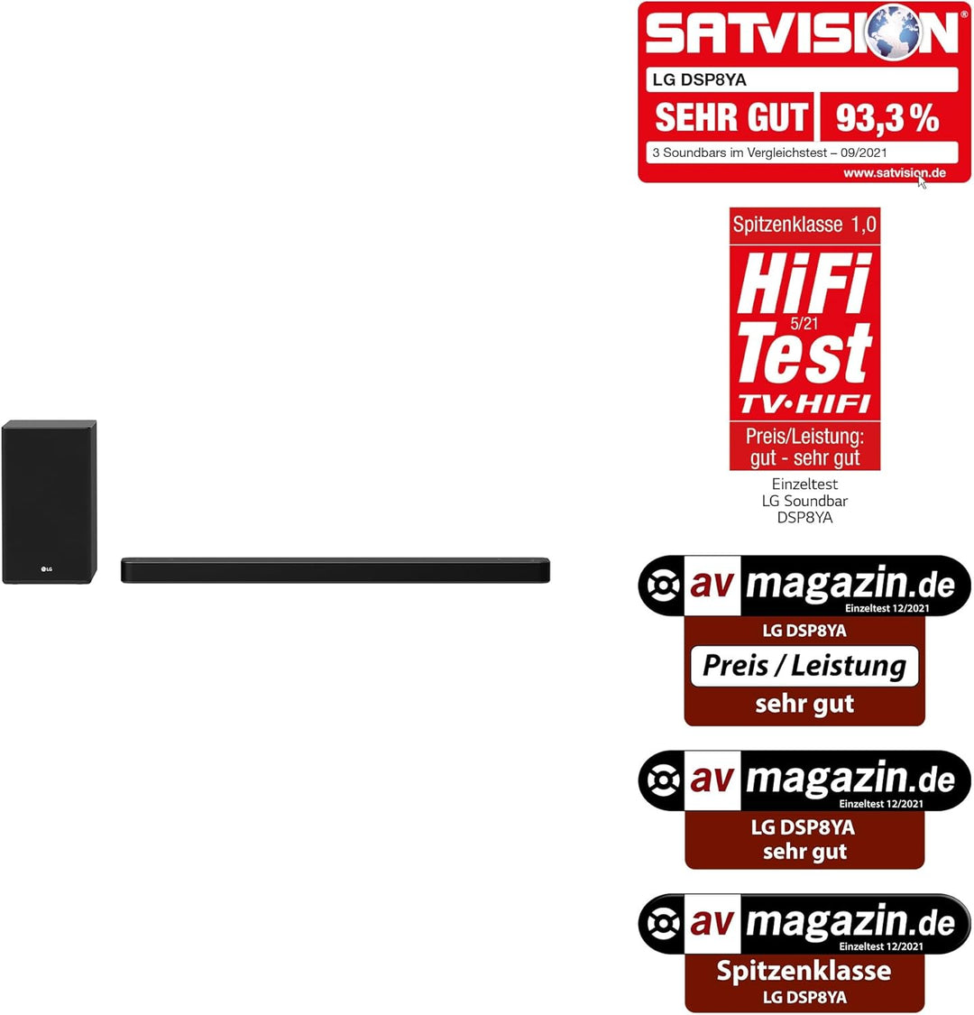 LG DSP8YA 3.1.2 Soundbar (440W) mit Meridian-Technologie und High-Res-Audio-Unterstützung (Dolby Atm