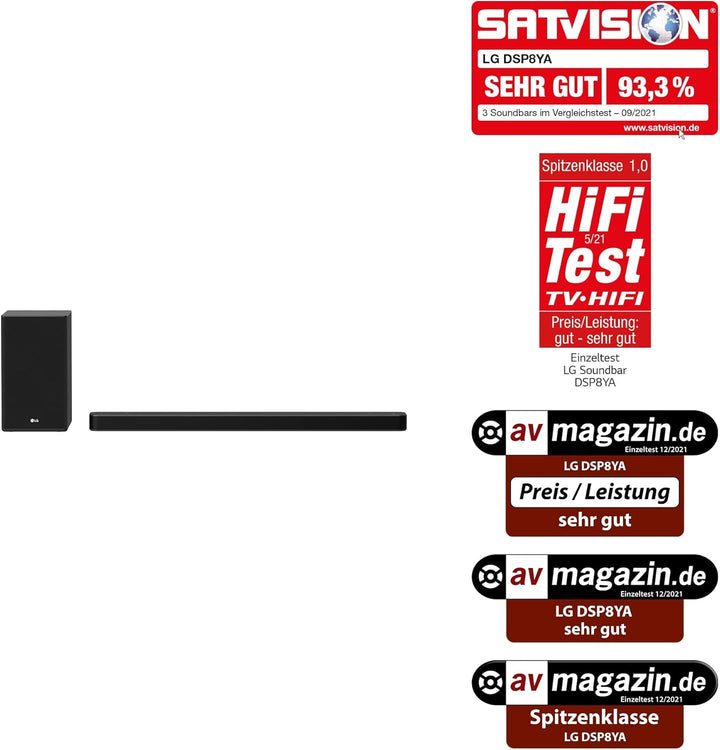 LG DSP8YA 3.1.2 Soundbar (440W) mit Meridian-Technologie und High-Res-Audio-Unterstützung (Dolby Atm