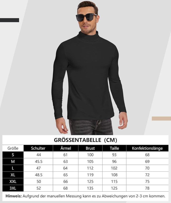 SIHOHAN Herren Rollkragenshirt Basic Rollkragenpullover - Slim fit Langarmshirt Innenfleece Thermoun