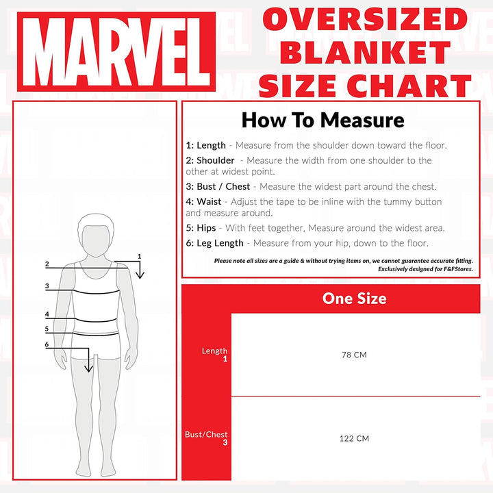 Marvel Oversize Hoodie Decke mit Ärmeln Pullover Jungen Warme Tragbare Kuscheldecke Kapuzenpullover