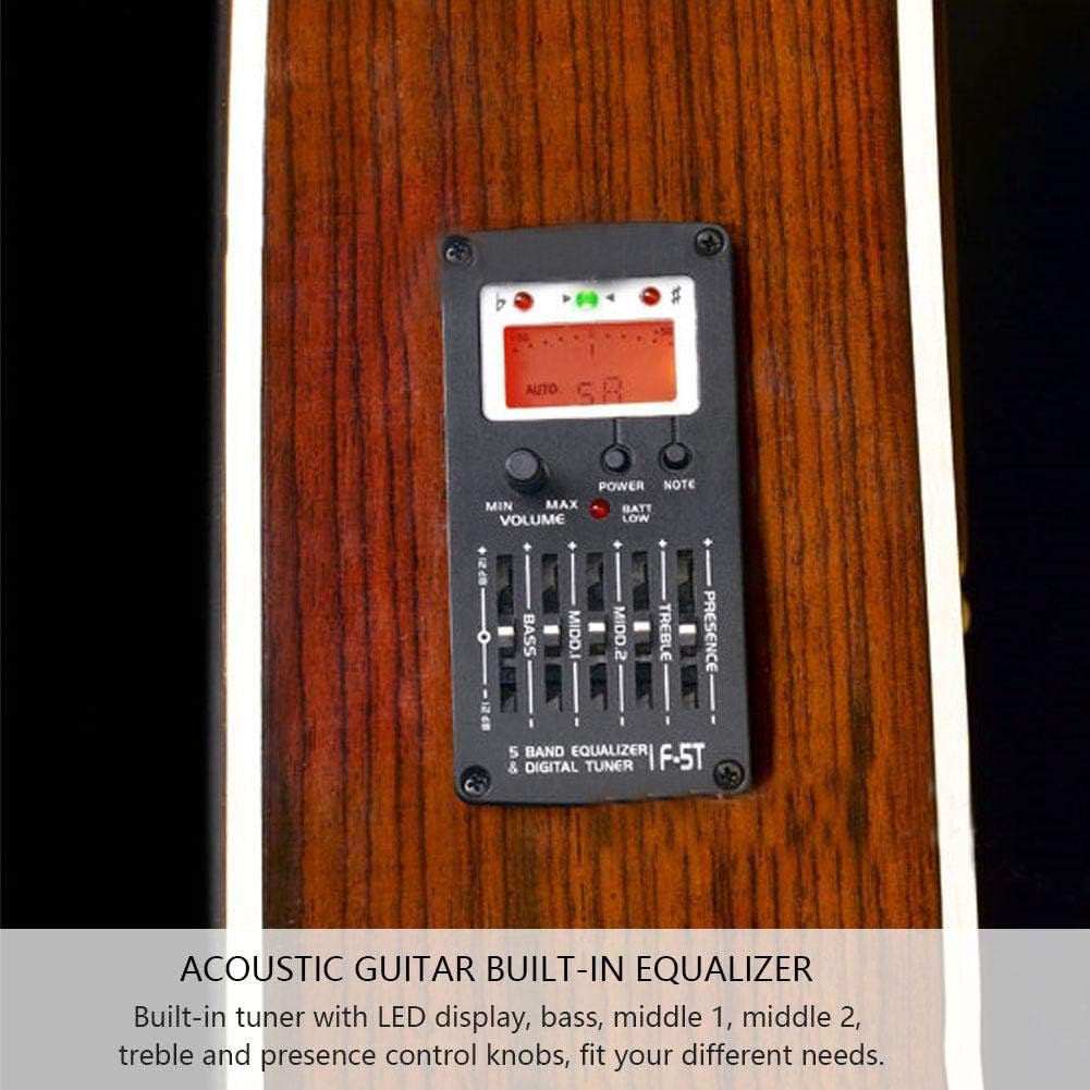 5 Band Gitarren-Equalizer, F-5T EQ Equalizer Tonabnehmer für akustische Gitarre Musikinstrument