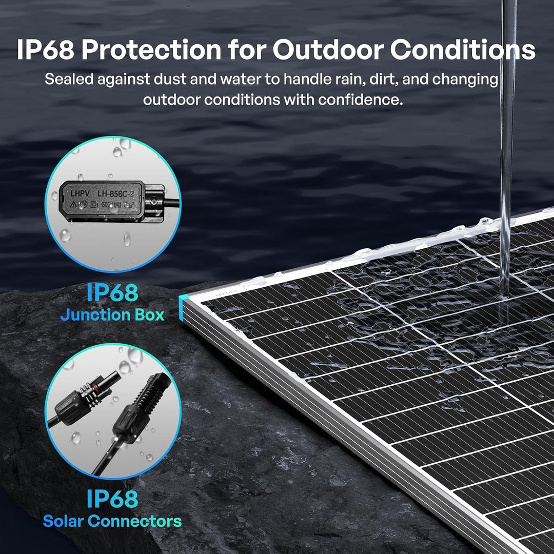 RENOGY 100W N-Typ Bifaziales Monokristalline Solarmodul, 16BB IP68 Solarpanel mit 25% Hocheffiziente