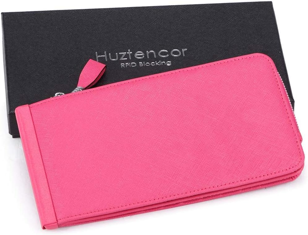 Huztencor Damen Kreditkartenetui Geldbörse RFID Blocking Leder Kartenetui Geldbörse Pink, Pink