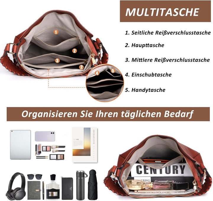 TAN.TOMI Handtasche Damen,Elegant Umhängetasche Tasche Damen, Schultertasche Damen,Shopper Damen Gro