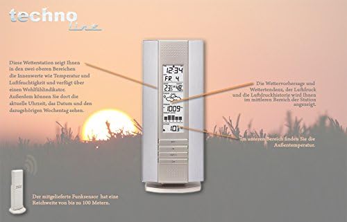 Technoline Wetterstation WS 7394-IT mit Vorhersage von Wettersituationen und Luftdruckanzeige sowie