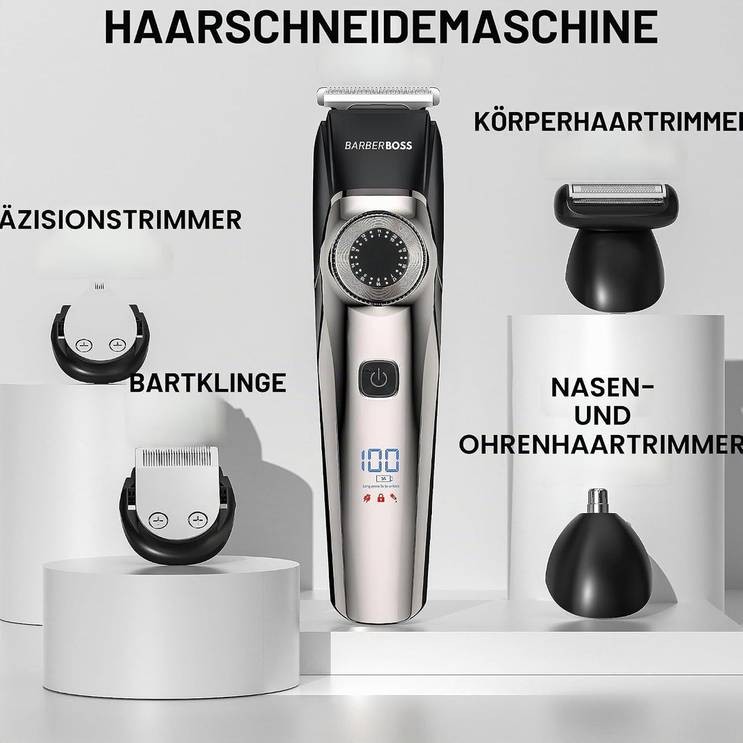 BarberBoss Haarschneider - Bartschneider für Männer, Nasenhaartrimmer, 39 Schnittlängen, Kammaufsätz