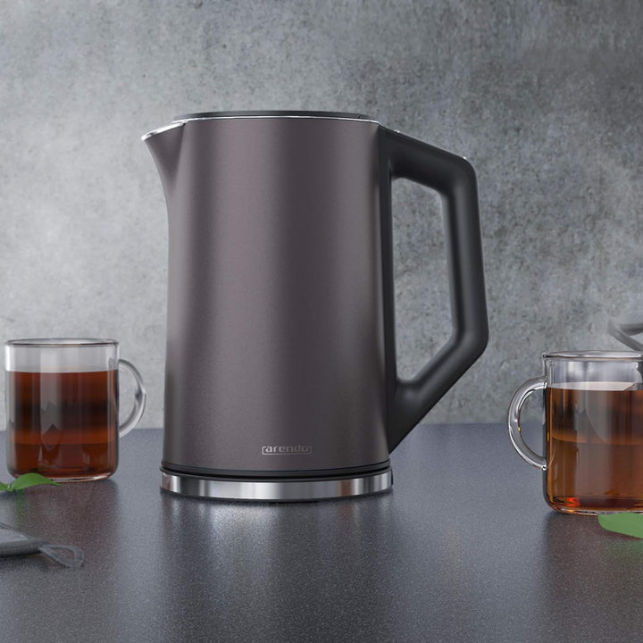 Arendo - Edelstahl Wasserkocher mit Temperatureinstellung 40-100 Grad in 5er Schritten - Doppelwand