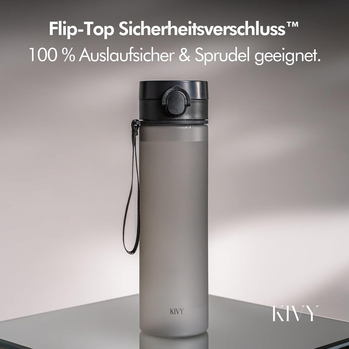 KIVY Tritan Trinkflasche 1l - Kohlensäure geeignet & Auslaufsicher - Für Sport, Schule & Büro - Spor