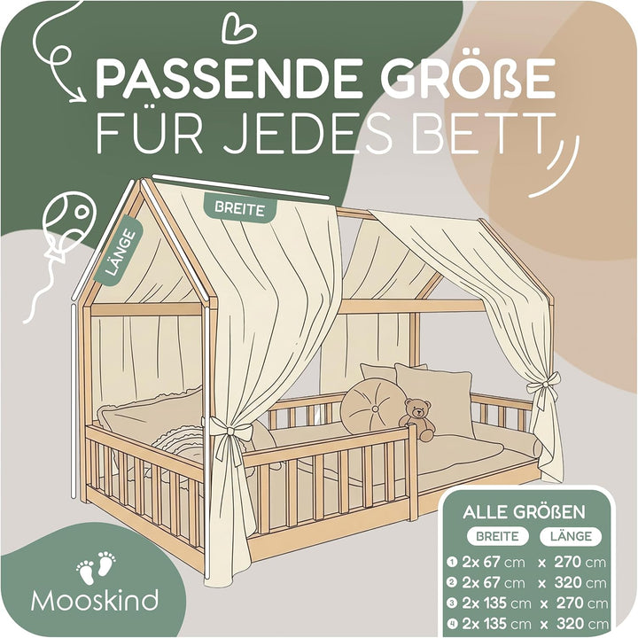 Hausbett Himmel – Aus weichem Musselin in 9 Farben – 100% Bio-Baumwolle – Traumhafte Hausbett Deko &amp;