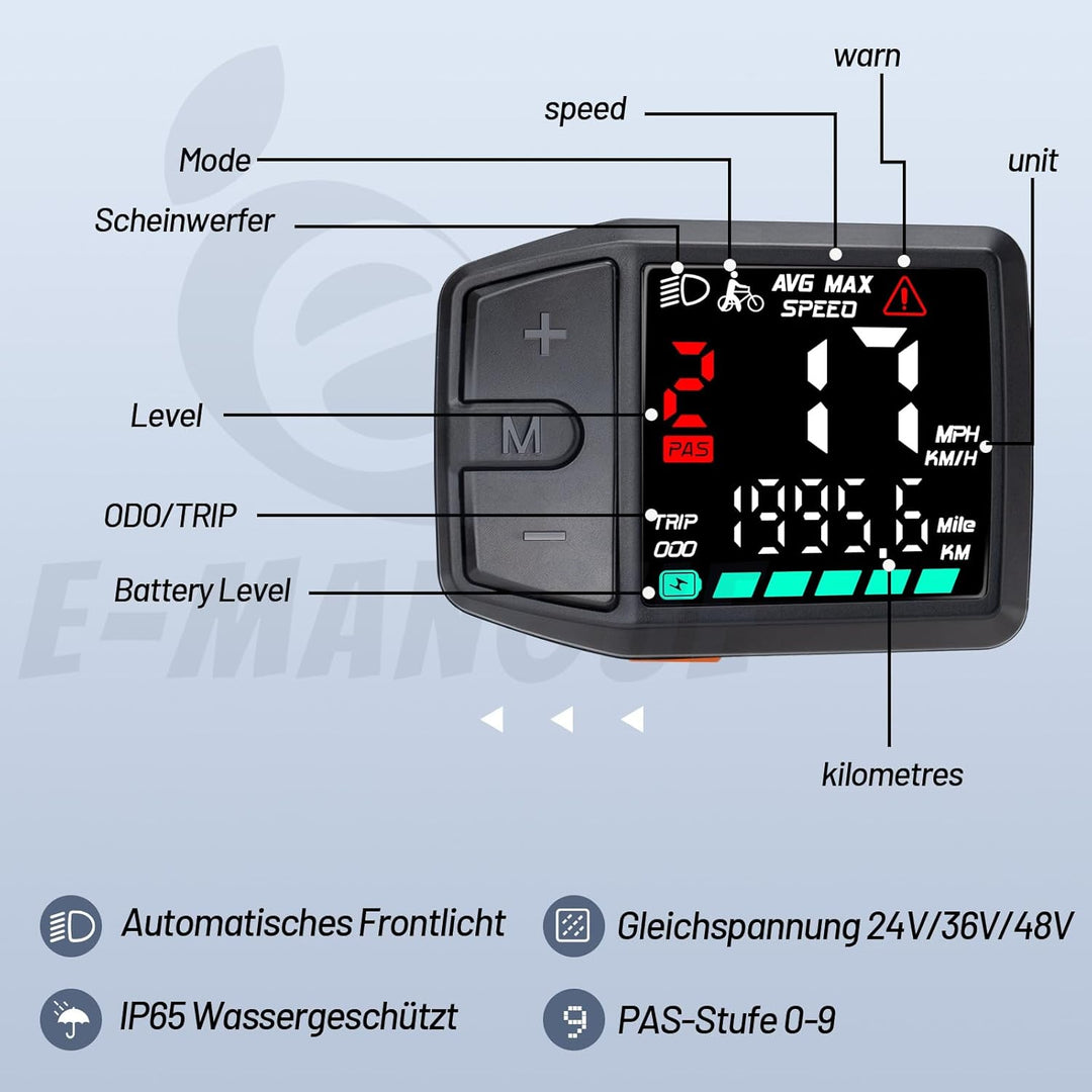 BAFANG 5 Pin Male Ebike Display für Bafang CAN Protokoll Motoren, Ebike Tachometer Fahrrad Computer