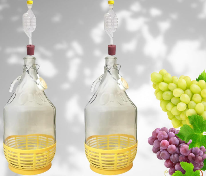 2 x 5 l Demijohns – Luftschleusen, Stöpsel für Apfelwein, Ballon, Weinherstellung, Aufbewahrung