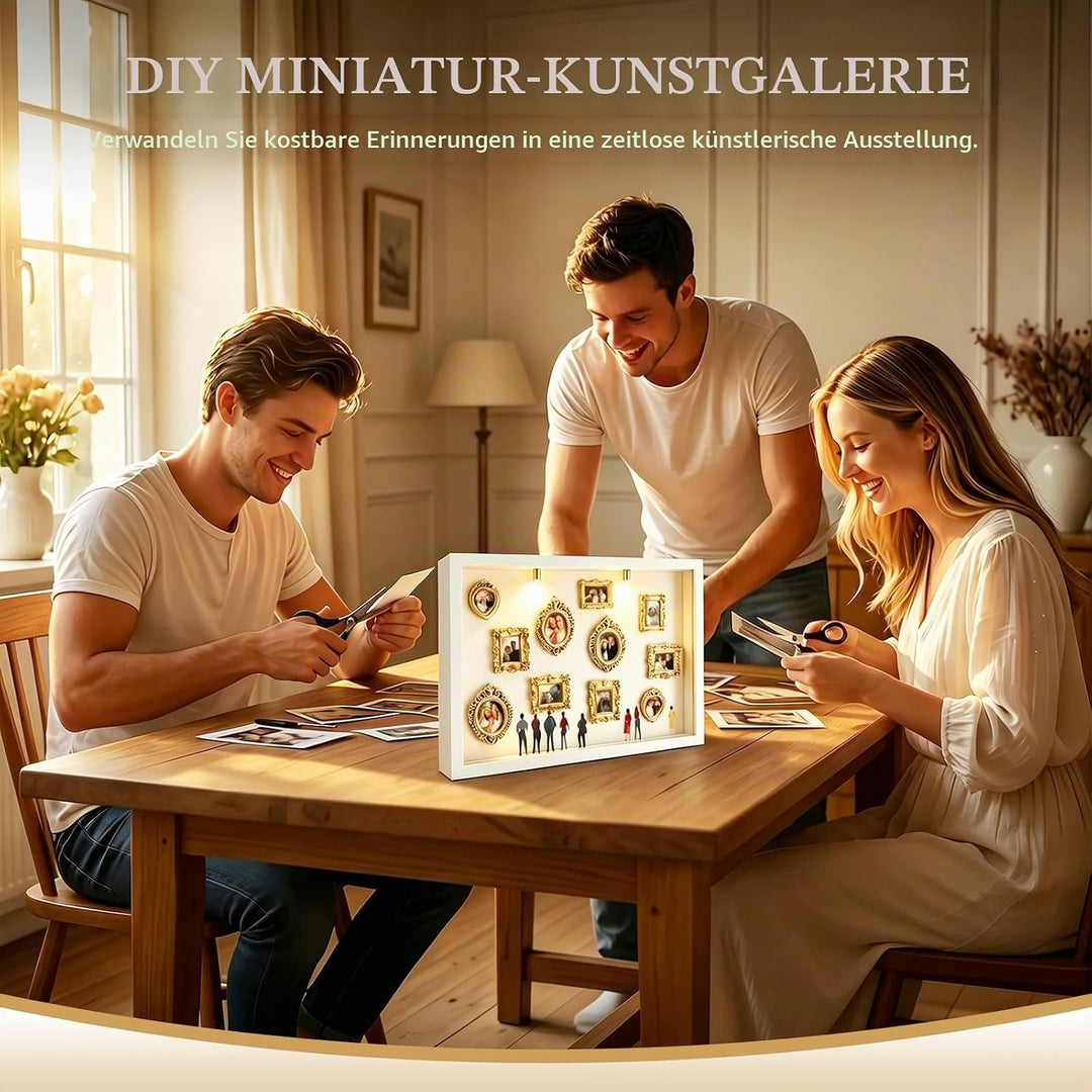 Pipihome DIY Mini Museum Silhouette Box, Miniatur Museum Mini Bilderrahmen Vintage mit LED Licht und