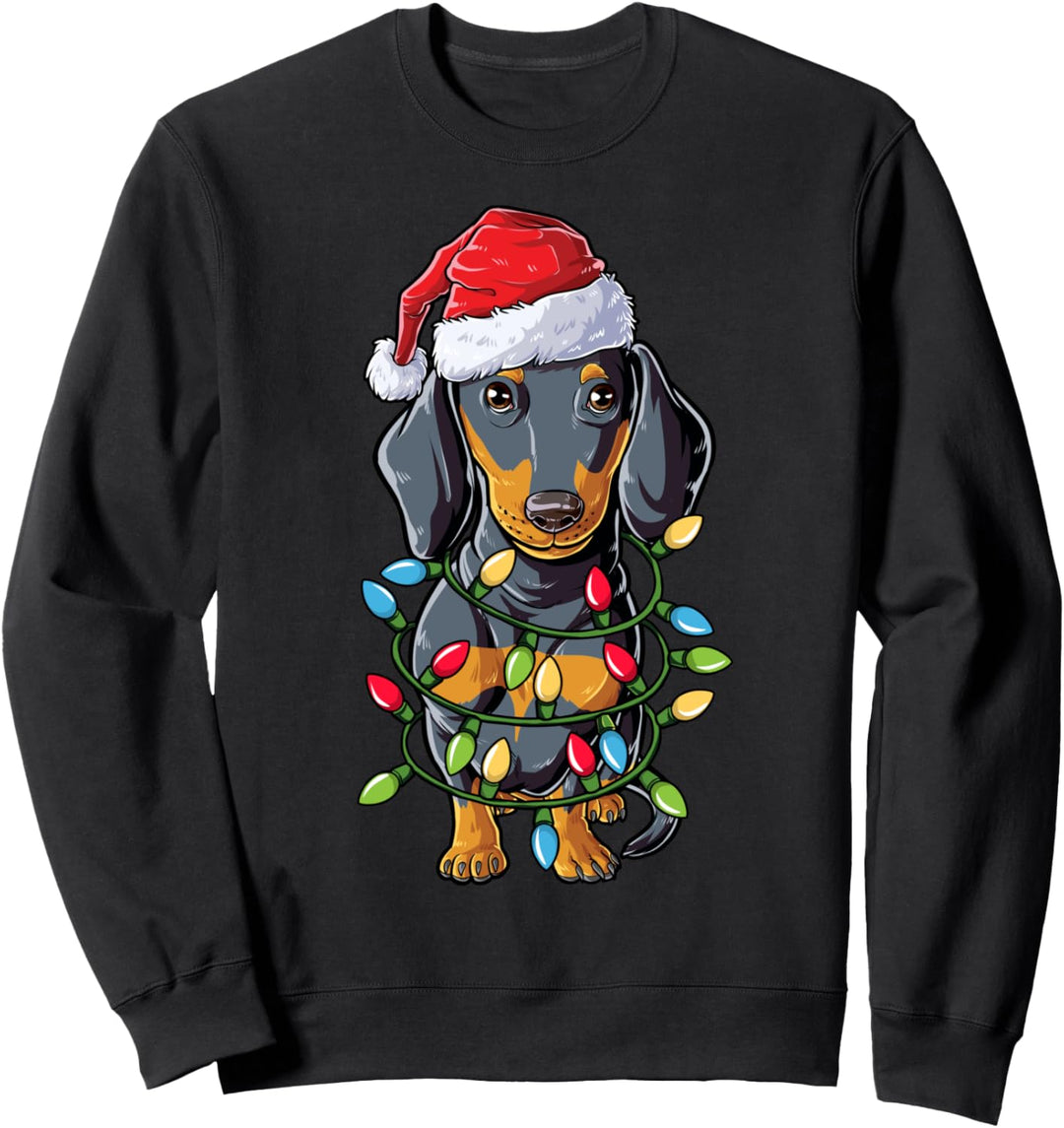 Dachshund Santa Christmas Tree Lights Xmas Gifts Boys Kids Sweatshirt