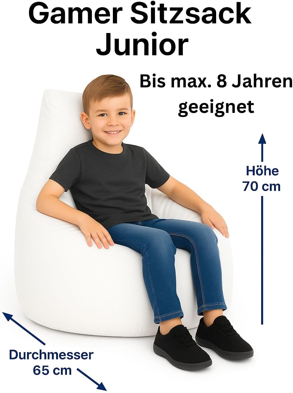 PATCH HOME Gamer Kissen & Lounge Sitzsack – befüllbar mit Reissverschluss, gefüllt mit Styropor, gee