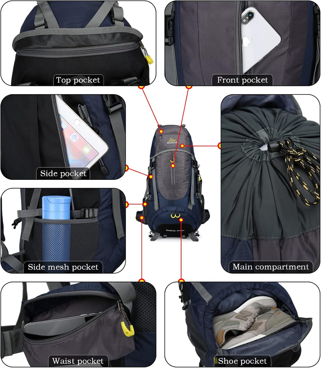 70L Trekkingrucksack Campingrucksack Reiserucksack Wanderrucksack Grosser Rucksack für Damen Herren