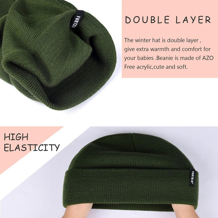 FURTALK Unisex Baby Kleinkind Kinder Beanie Winter Strickmütze für Jungen und Mädchen Grün 1-3 Jahre