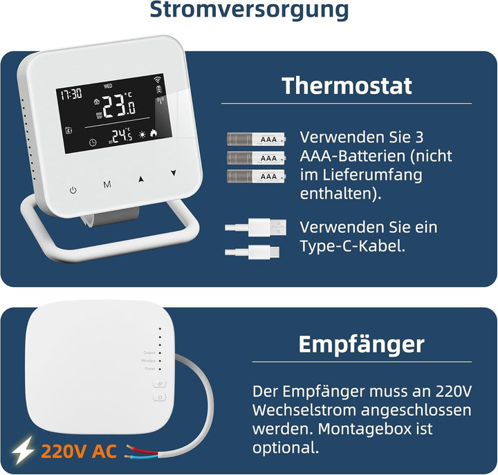 Beok Thermostat Fussbodenheizung WiFi Für Wasser Fussbodenheizung und Gaskessel, Tuya Smart Raumther