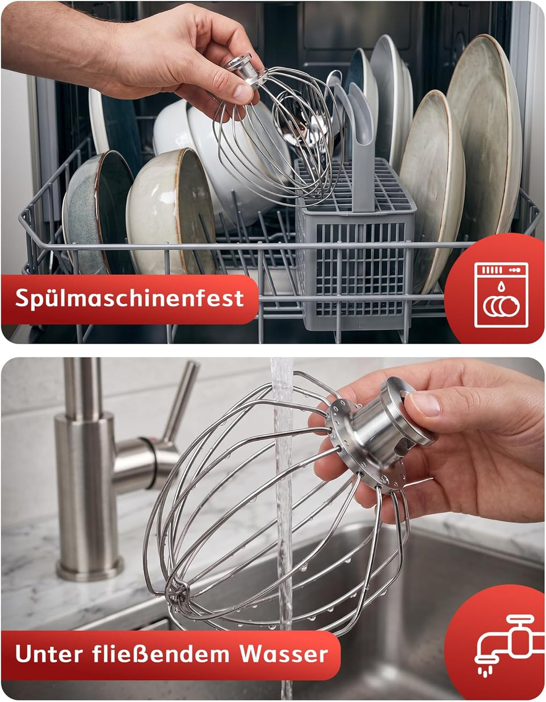 6-Draht Schneebesen für KitchenAid 4.5-5QT Kippkopf-Mixer – Edelstahl Ersatz für K45WW, K45, KSM75,