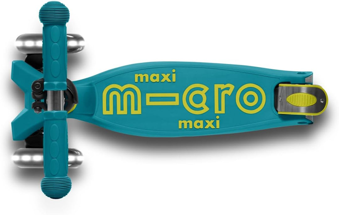 Micro Kickboard – Maxi-Deluxe, faltbarer LED-Scooter mit drei Rädern, Lean-to-Steer, zusammenklappba