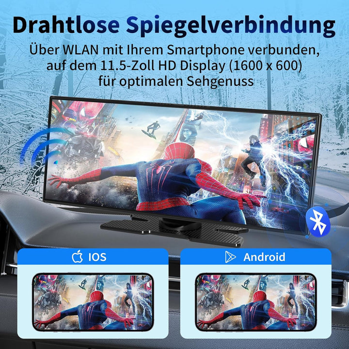 11.5 Zoll Carplay Display Android Auto Display,4K Car Play Kabelloses Carplay Android Auto Bildschir