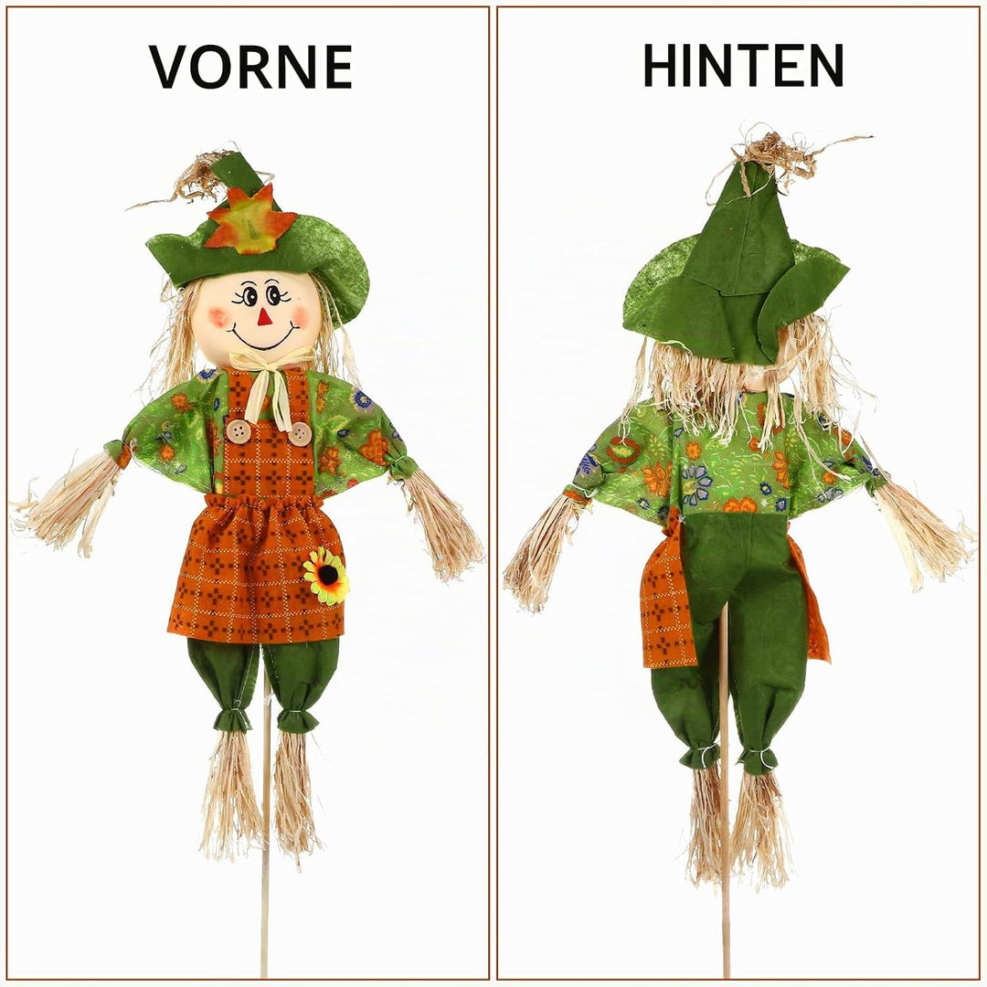 GANAZONO Ernte Vogelscheuche Deko Aufsteller Vogelabwehr Stehende Strohpuppe Dekofigur Gartenstecker