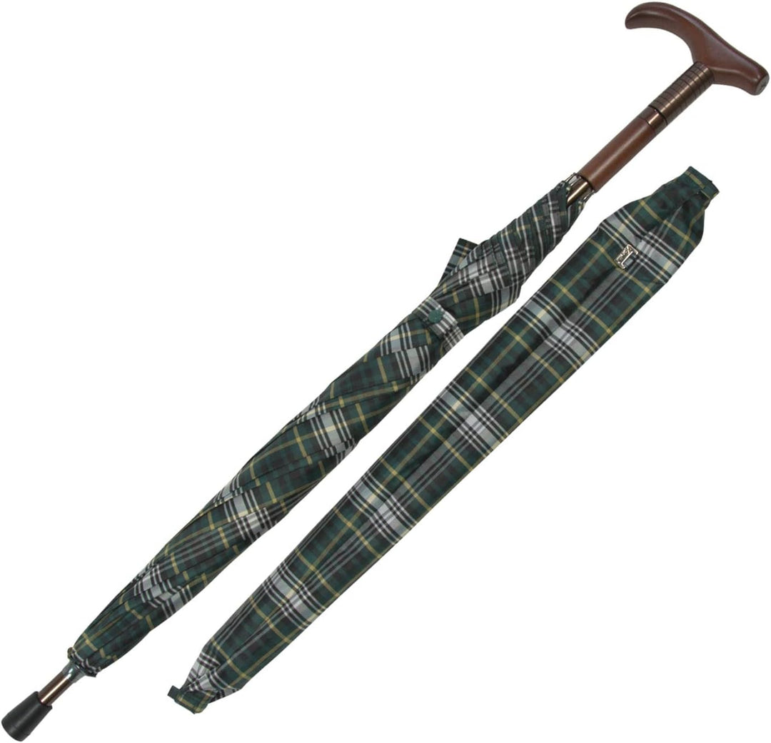 iX-brella Stützschirm höhenverstellbar mit Holzgriff - Karo grün, Karo Grün