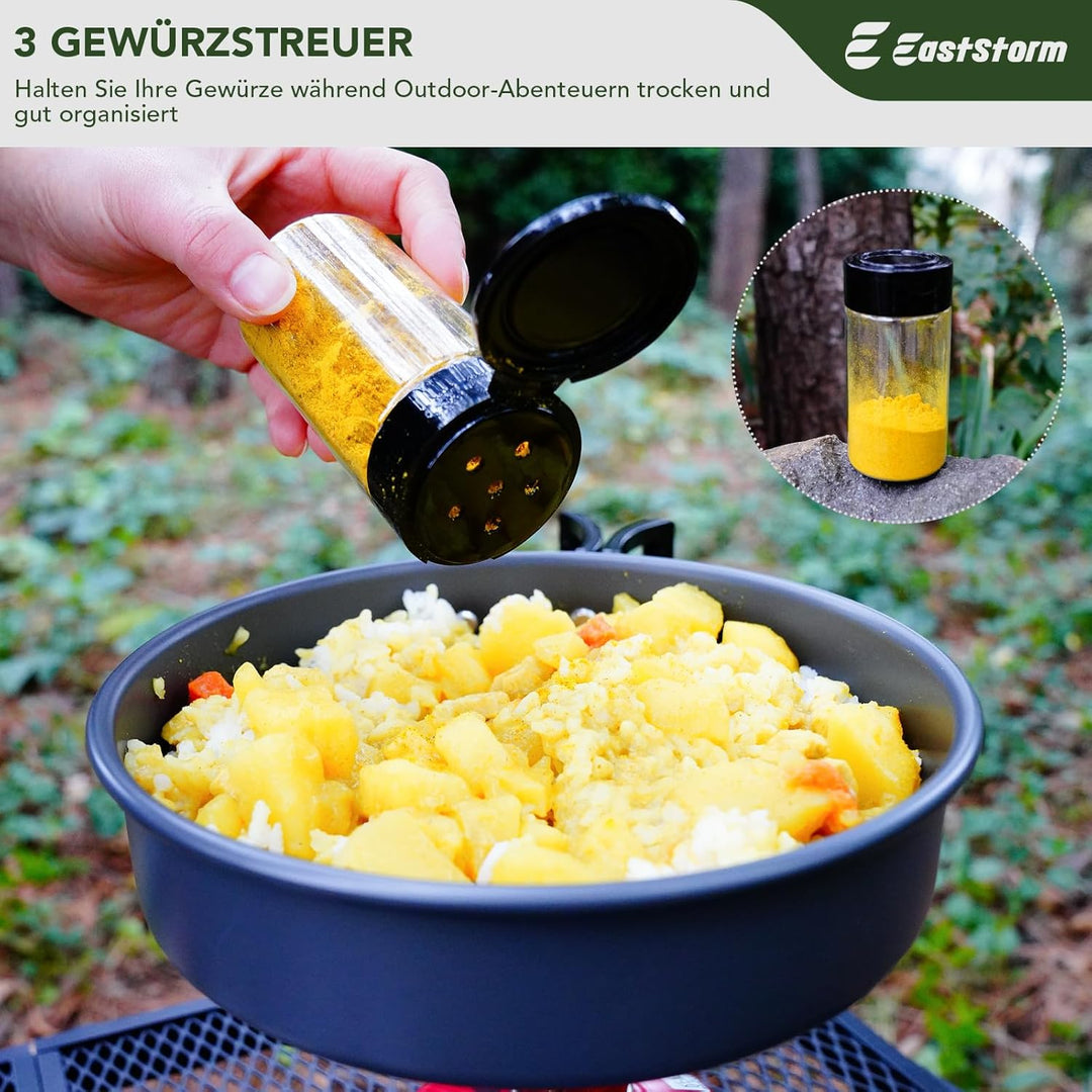 Camping Küchenhelfer Set mit Wasserdichter Tasche für Camping Kochgeschirr Grau, Grau