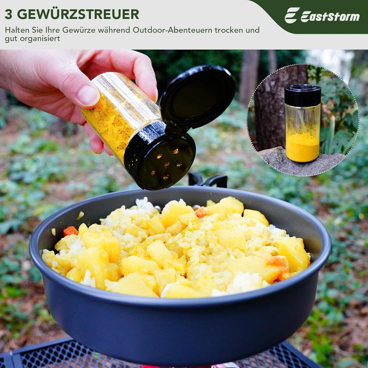 Camping Küchenhelfer Set mit Wasserdichter Tasche für Camping Kochgeschirr Grau, Grau
