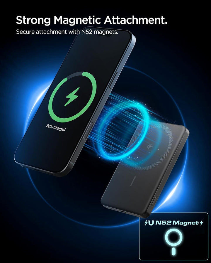 Spigen Essential Qi2 MagSafe Powerbank 5000mAh 22,5W Magnetische Kabellose Powerbank Ladegerät für i