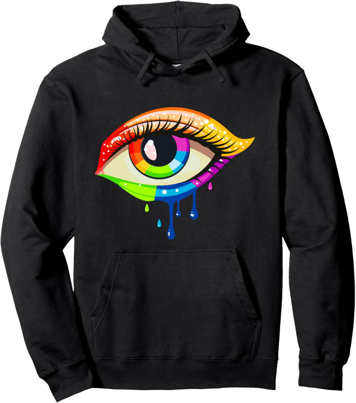 Female Eye in Rainbow Colors Graphic Tees - Colorful Eye Pullover Hoodie