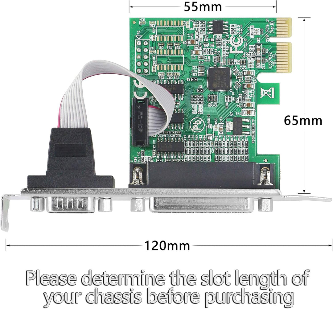 CERRXIAN PCIe auf RS232 Combo Seriell Parallel Erweiterungskarte DB9 Seriell+DB25 Parallel zu PCI-E