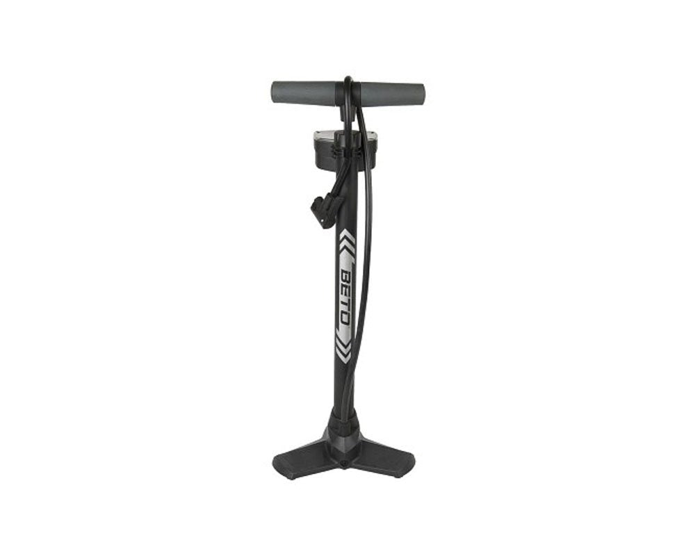 BETO Standpumpe, Fahrradpumpe, Luftpumpe, mit Manometer, mit Universaldoppelpumpenkopf, 160psi, 11ba