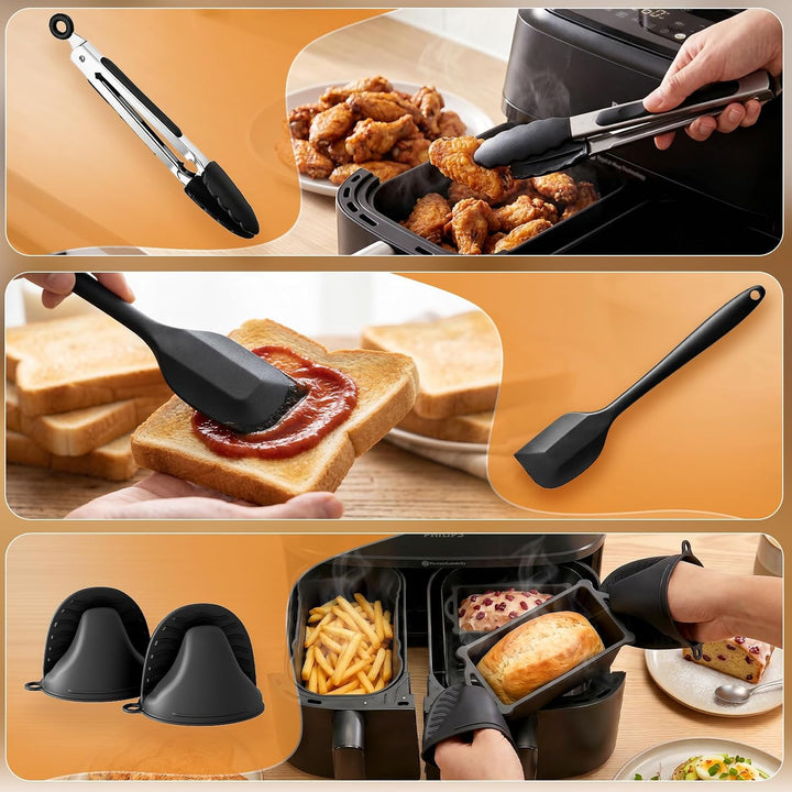 Heissluftfritteuse Silikonform Set für Philips Dual Basket 9L (6L+3L) | Airfryer zubehör Set für Phi