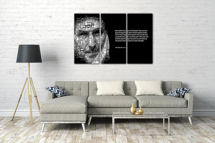 Printed Paintings Leinwand 3-teilig(120x80cm): Steve Jobs Spruch motivierend, Team-Work Zusammena 12