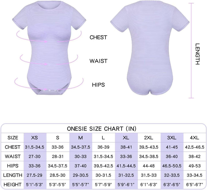 Landofgenie Bodys für Damen Einteiler Bodysuit Jumpsuit Baumwolle Kurzarm Nette Onesie Pyjamas Nacht