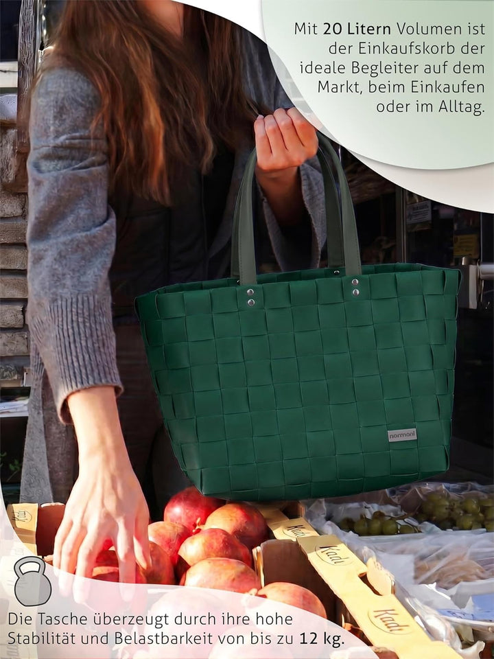 Einkaufstasche/Tragetasche mit Henkel - Einkaufskorb aus Kunststoff - Grosser Damen Shopper robust u