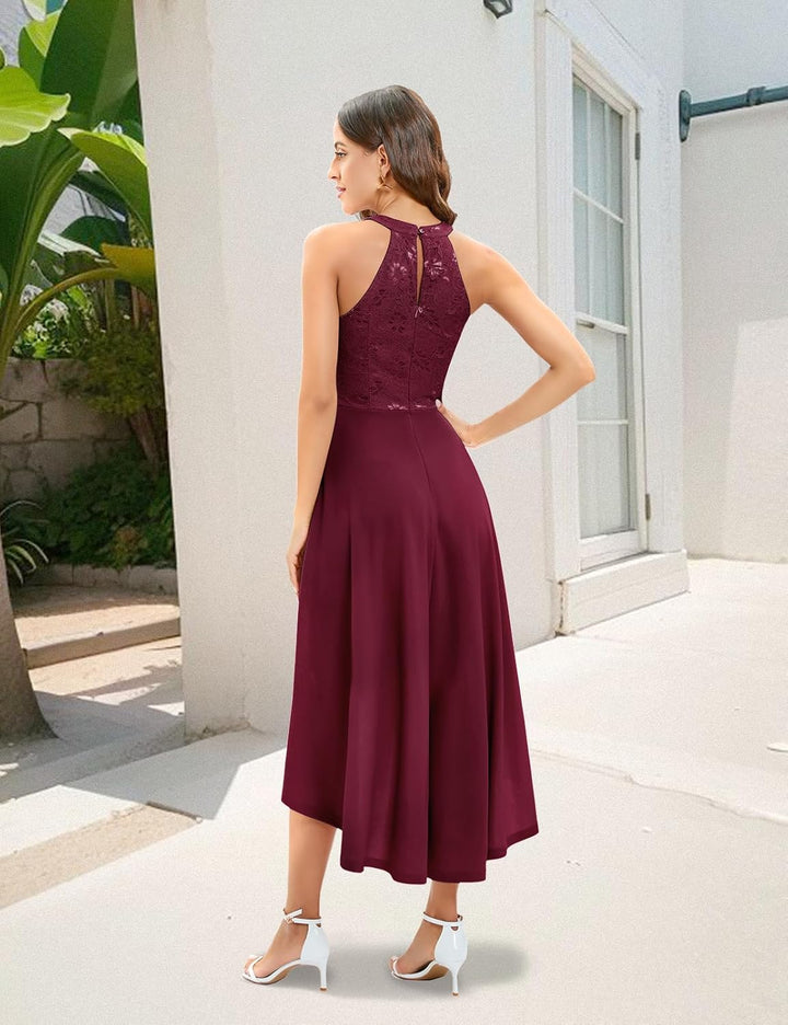 Bbonlinedress Abendkleider elegant für Hochzeit gast festliches Kleid Damen Neckholder Konfirmations