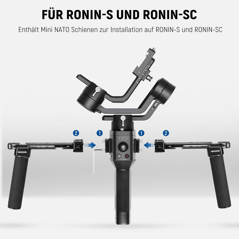 NEEWER Dual Griff Kompatibel mit DJI RS 2/RSC 2/RS 3/RS 3 Pro Ronin S Ronin SC Kamera Gimbal, Doppel