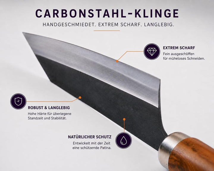 Küchenmesser - Ho Classic, 17cm Klingenlänge, Handgefertigt in Vietnam, Tamarindenholz-Griff, Scharf