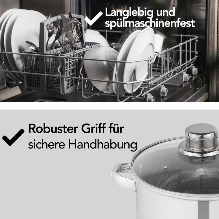 Aviro Spargelpfanne – Nudelpfanne – Ø 16,5 cm – 25 cm hoch – 4,2 l – multifunktional – für alle Herd