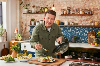 Jamie Oliver by Tefal Bratpfanne 24 cm, Antihaft, Induktion, Edelstahl, Genieteter Griff mit Silikon