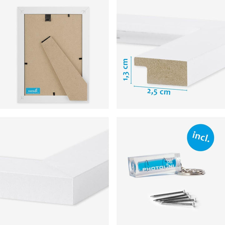 PHOTOLINI 3er Bilderrahmen 13x18 Weiss Holz MDF, Set breite Bilderrahmen 18x13, Fotorahmen 13 x 18 c