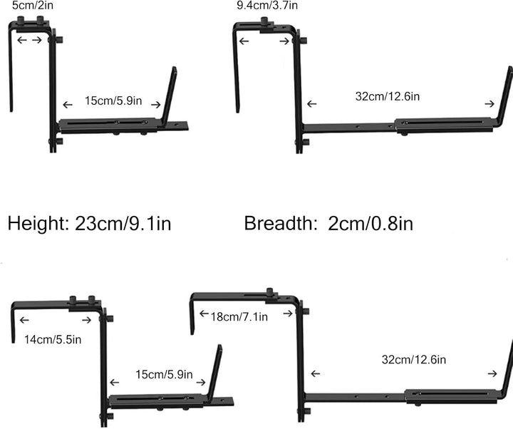 Window Box Planter Brackets, Balcony Railing Brackets, Adjustable Metal Frame, Strong Duty Plant Hol
