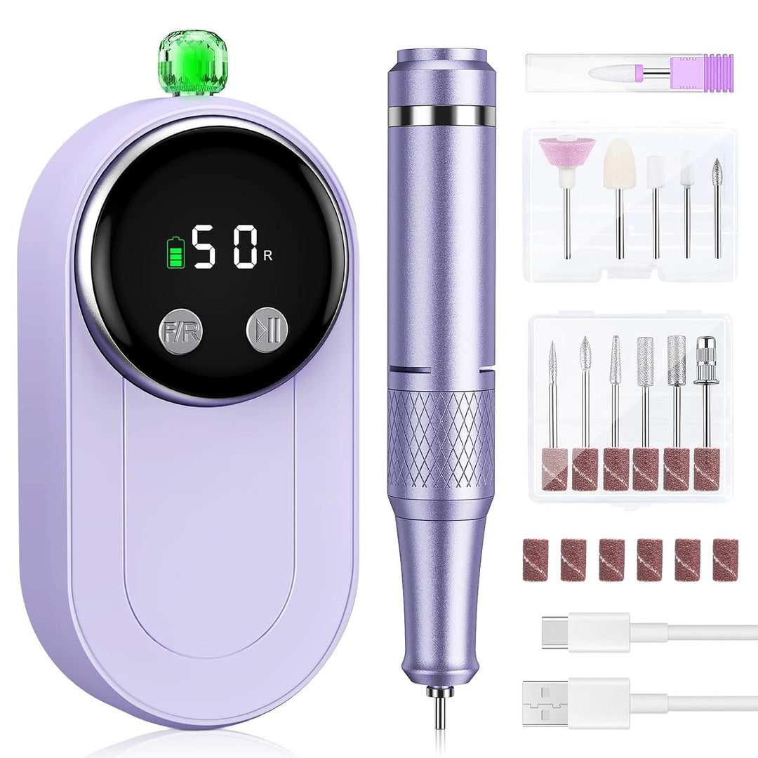 Elektrischer Nagelfräser für Gelnägel, 50000 U/min Professionell Nagelfräser mit LCD-Anzeige, 12in1