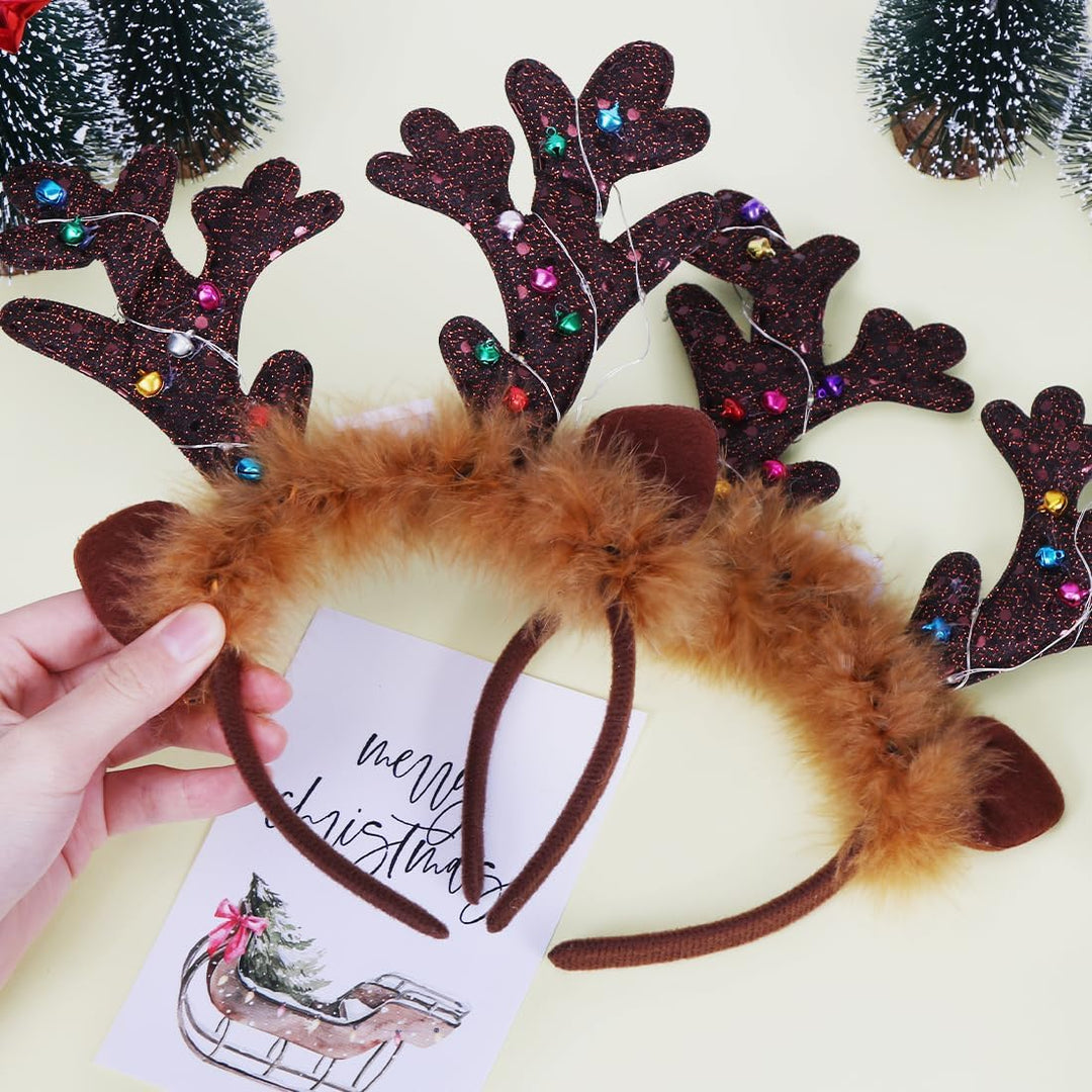2 Stück Weihnachts haarreif mit LED,Weihnachten Beleuchtete Stirnbänder,Weihnachts Haarschmuck für K