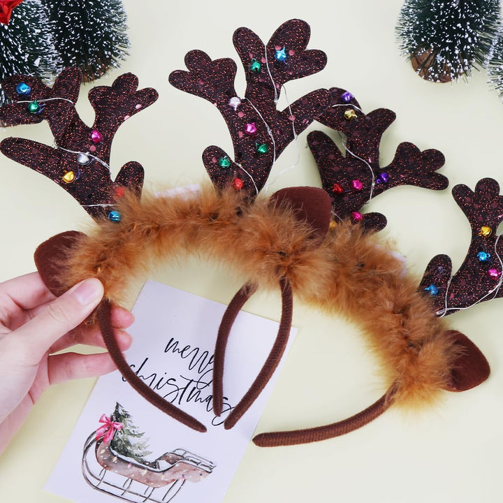 2 Stück Weihnachts haarreif mit LED,Weihnachten Beleuchtete Stirnbänder,Weihnachts Haarschmuck für K