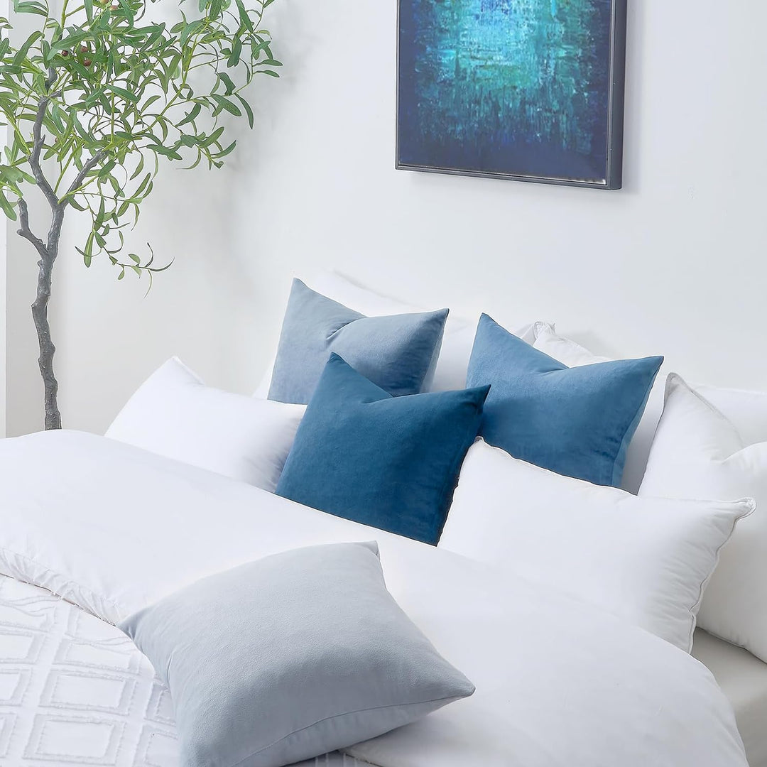 Topfinel Kissenbezug 50x50 blau 4er Set Samt Kissenbezüge Kissenhülle Dekokissenbezug sofakissen dek