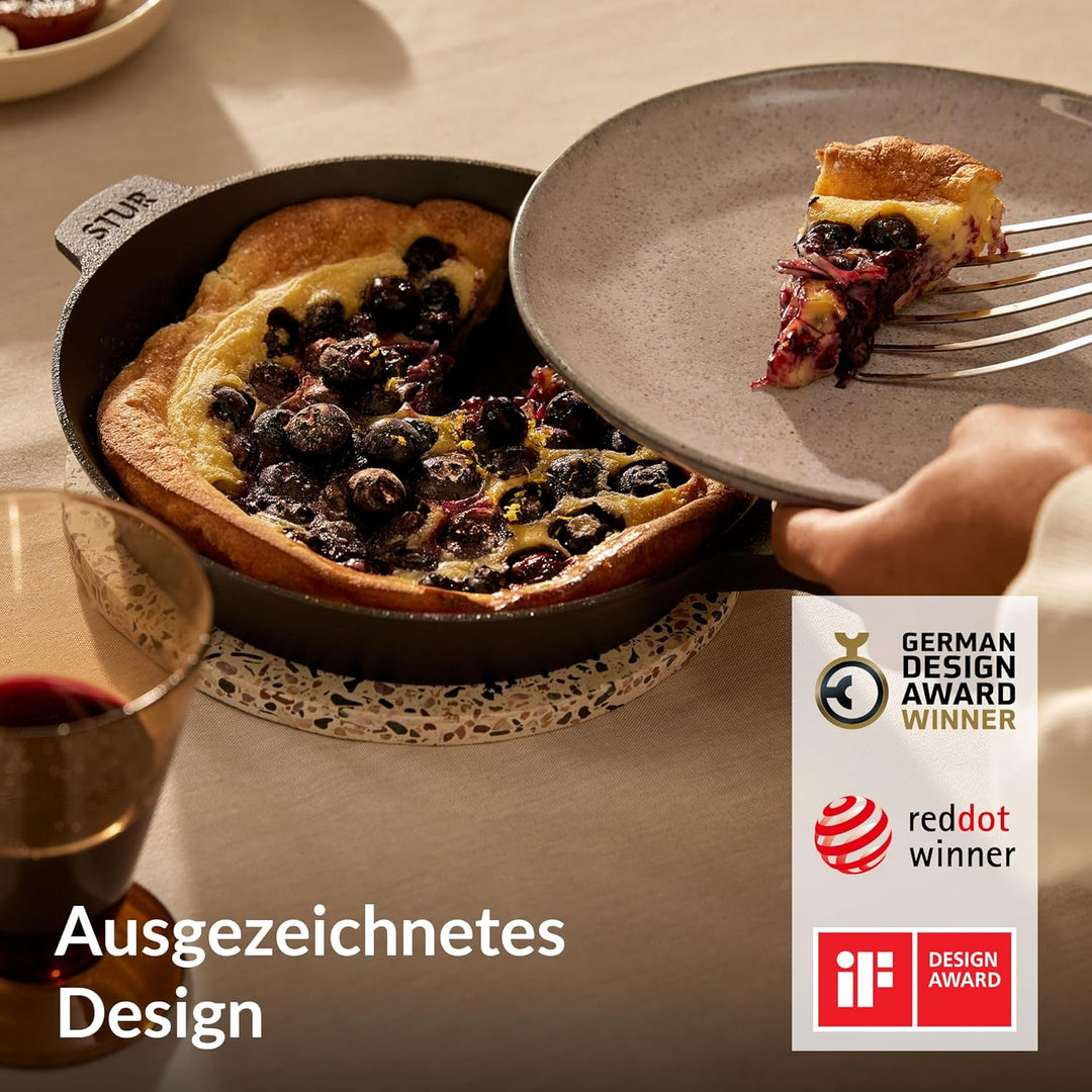 STUR - ORIGINAL Gusseisenpfanne Induktion 20 cm - Cast Iron Pan für alle Herdarten - Pfanne Gusseise